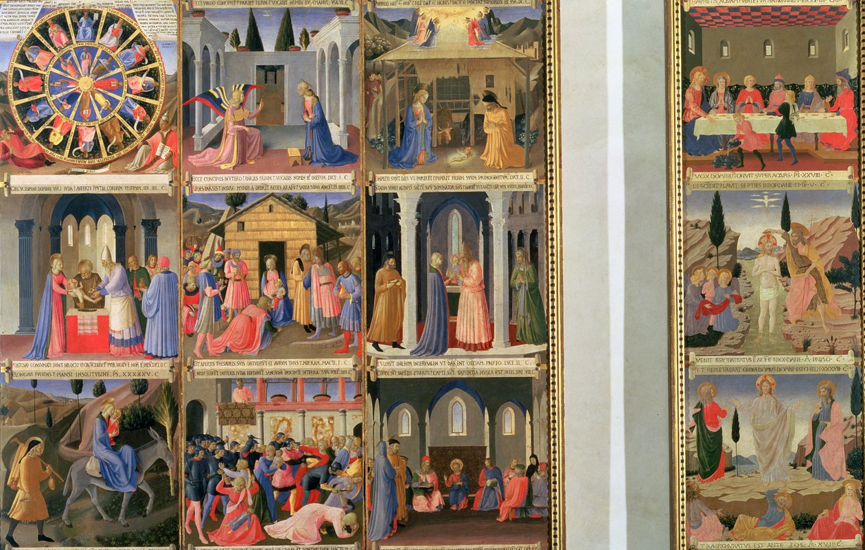 来自基督生平的场景，来自Santissima Annunziata银色宝库的第一和第二小组，c.1450-53（小组中的蛋彩画） 作者 弗拉·安杰利科