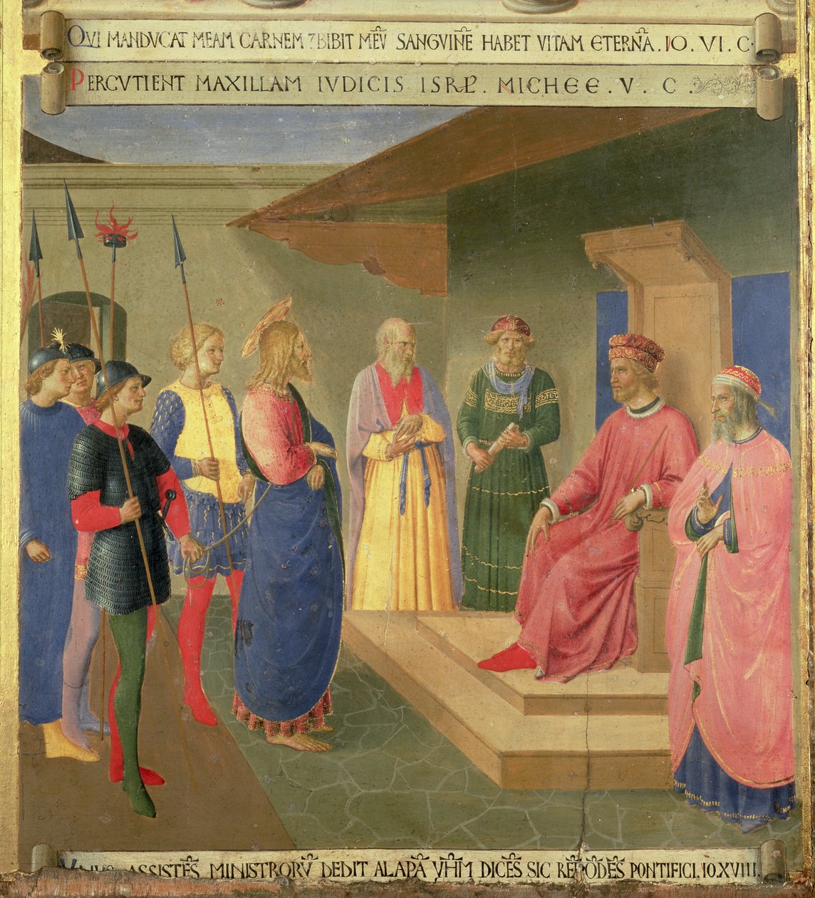 Caiaphus之前的基督，来自Santissima Annunziata的银色财政小组的详细信息，c.1450-53（面板上的蛋彩画） 作者 弗拉·安杰利科