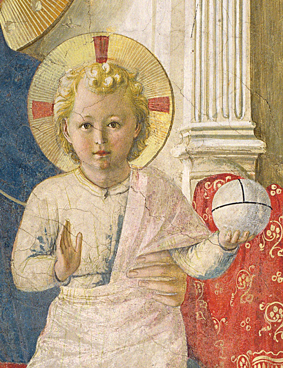 基督孩子的细节从阴影的Madonna delle Ombre麦当娜，1450壁画 作者 弗拉·安杰利科