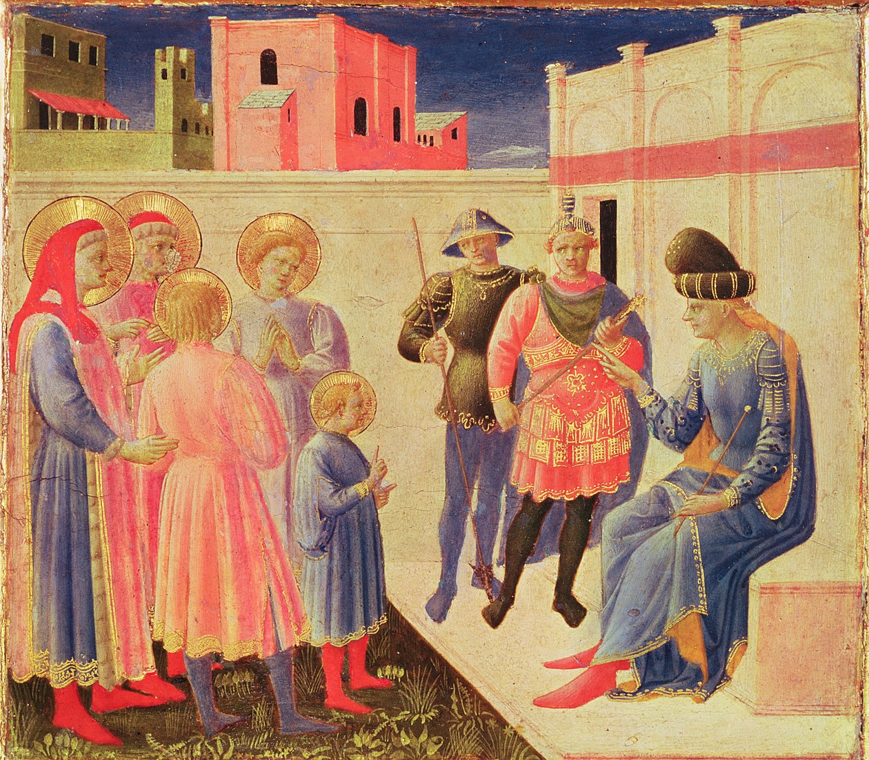 SS。 Cosmas和Damian Before Diocletian，来自Annalena Altarpiece的Preslla，1434（面板上的蛋彩画） 作者 弗拉·安杰利科