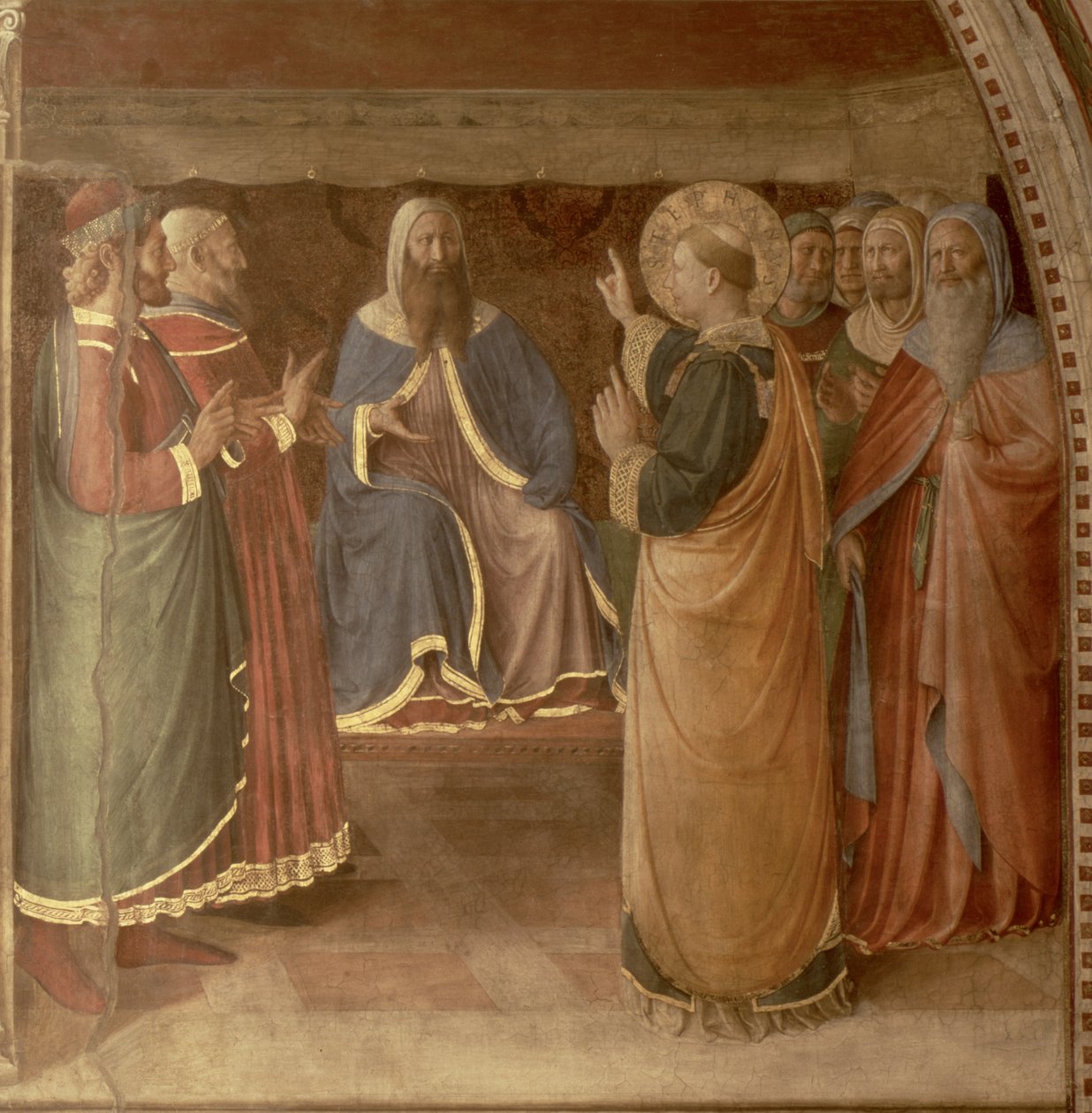 St.Stephen讲道和St.Stephen解决了29037的理事会壁画细节 作者 弗拉·安杰利科