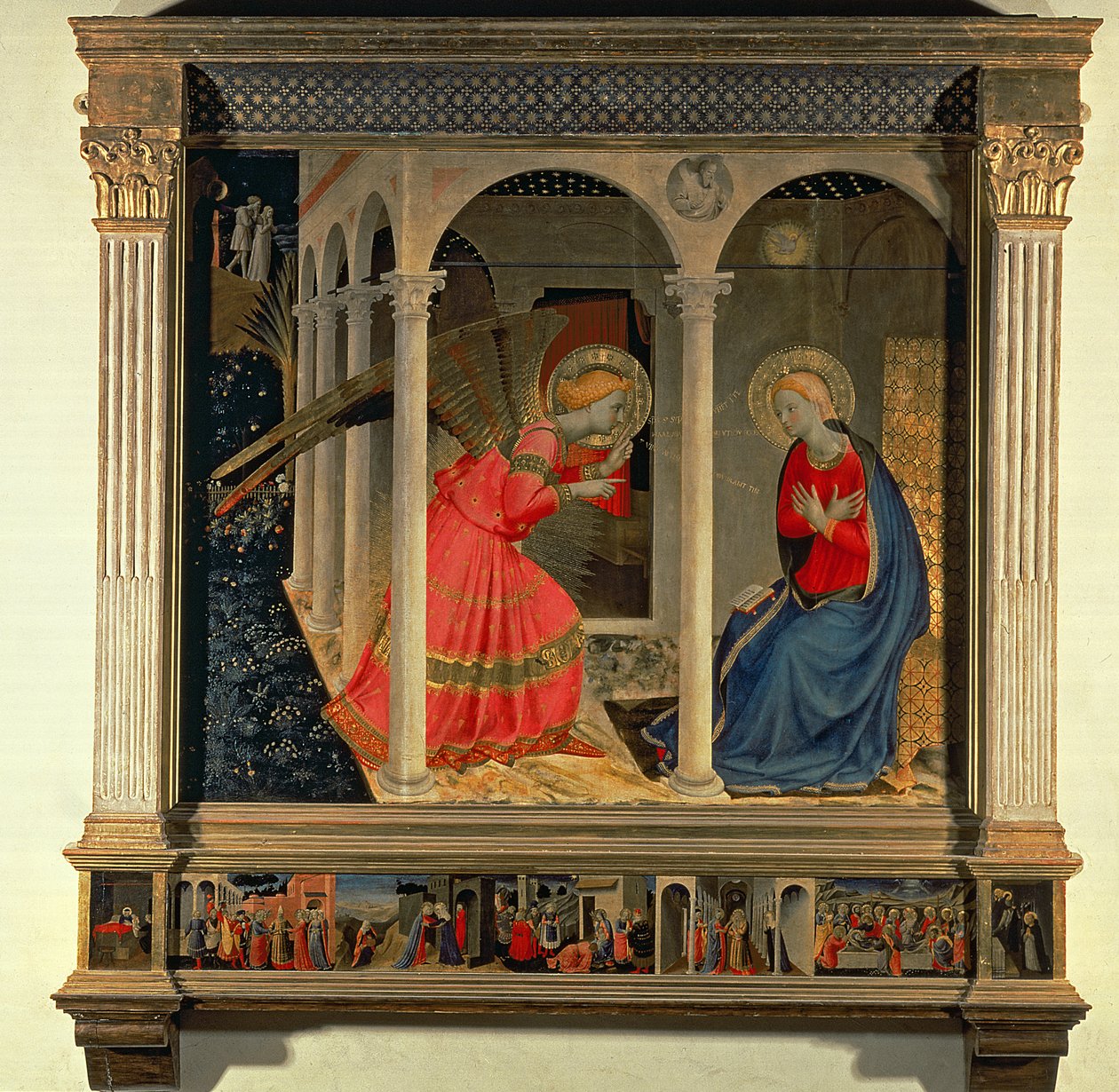 报喜（科尔托纳祭坛画），c.1438（面板上的蛋彩画） 作者 弗拉·安杰利科