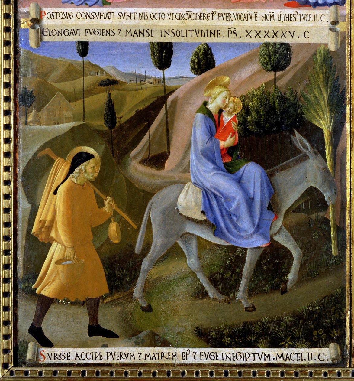 飞往埃及的航班，详细信息来自Santissima Annunziata的银色财政部，c.1450-53（小组中的蛋彩画）（另见165880和98902） 作者 弗拉·安杰利科
