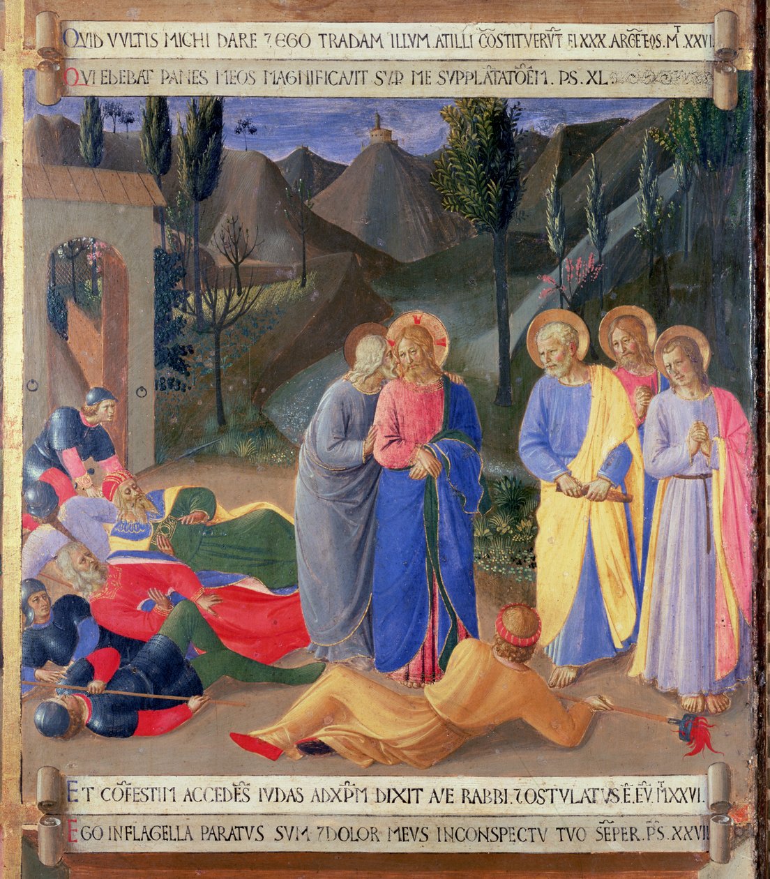 犹大之吻，细节来自Santissima Annunziata的银色财政部第三小组，c.1450-53（面板上的蛋彩画） 作者 弗拉·安杰利科