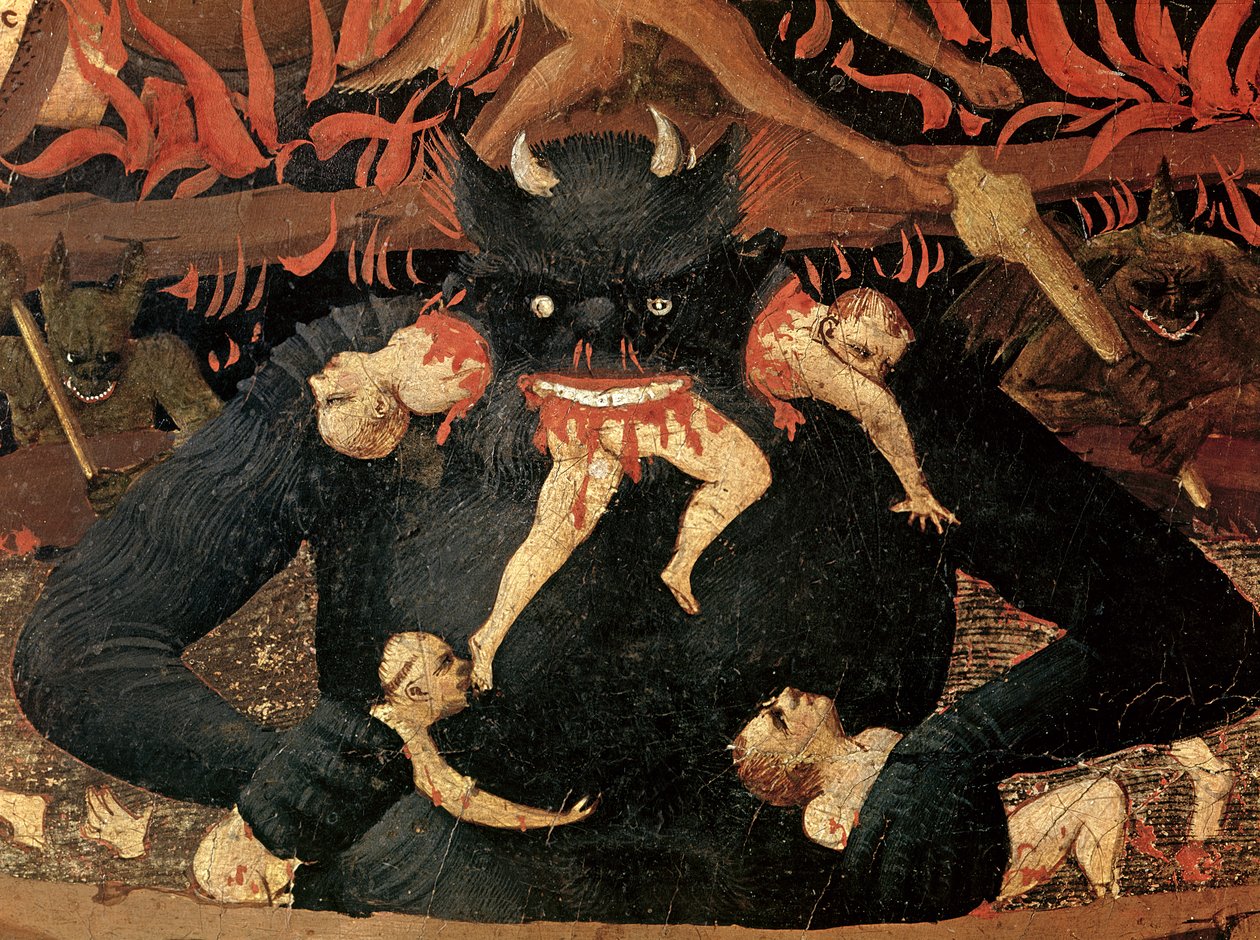 最后的审判，撒旦在地狱吞噬该死的细节，c.1431 作者 弗拉·安杰利科