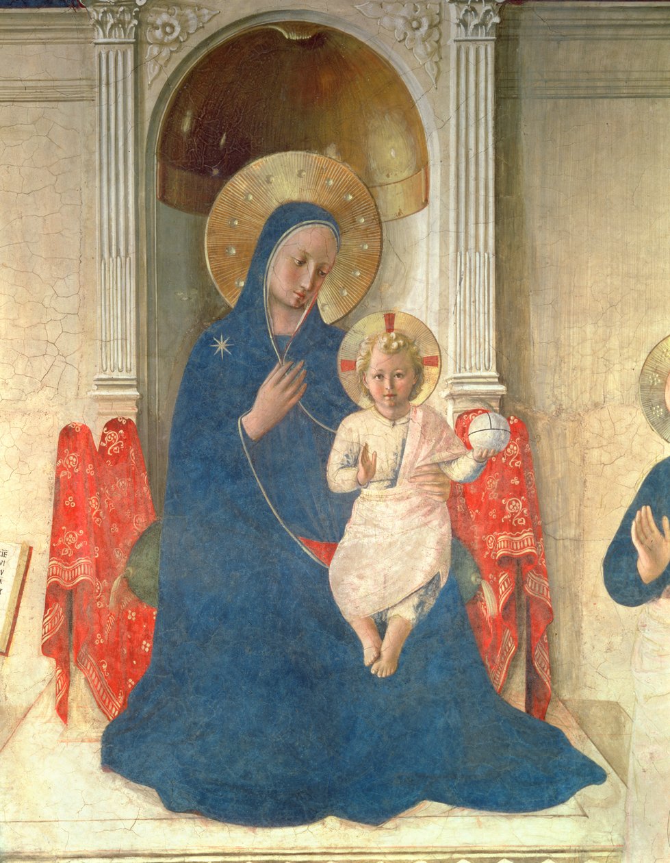 The Virgin and Child Enthroned，Madonna delle Ombre，1450壁画的细节 作者 弗拉·安杰利科