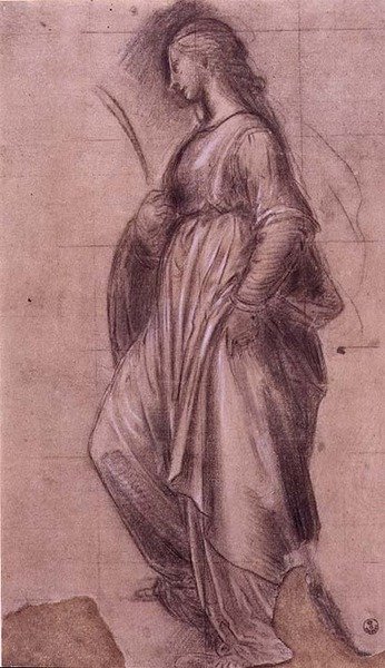 亚历山大的圣凯瑟琳研究（纸上粉笔与水粉）。 作者 巴托洛梅欧（Fra Bartolomeo）