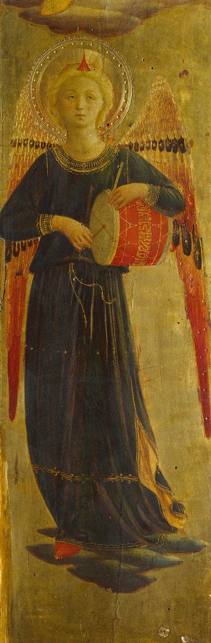 天使乐师，内框细节，亚麻布帐篷 作者 弗拉 （c.1387-1455）安吉利科