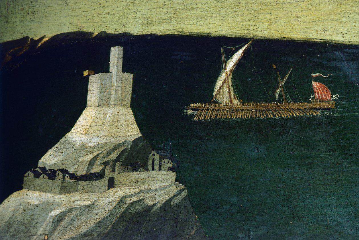船，来自 Thebaid 的细节，约 1418-1420 年（面板上的蛋彩画） 作者 弗拉 （c.1387-1455）安吉利科