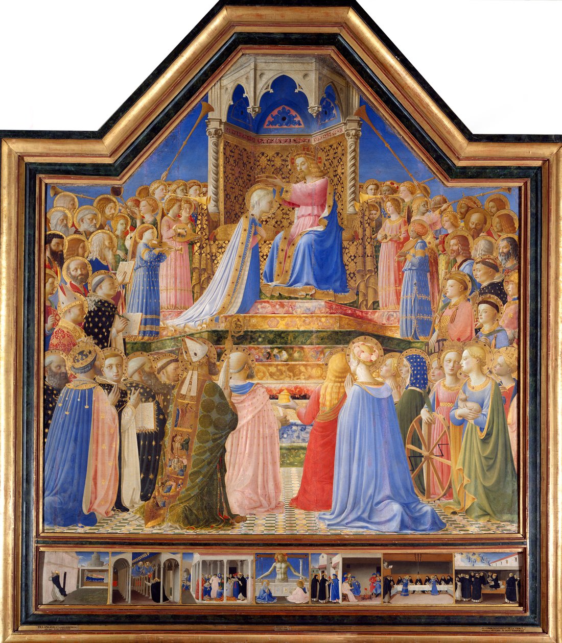 圣母加冕，约 1430-32 年（面板上的蛋彩画）-“圣母加冕”” Guido di Pietro（或 Fra Giovanni da Fiesole）绘画，Fra Angelico ou il Beato（1387-1455）15 世纪 太阳。 2,09x2,06 m 巴黎，卢浮宫博物馆。 作者 弗拉·安杰利科