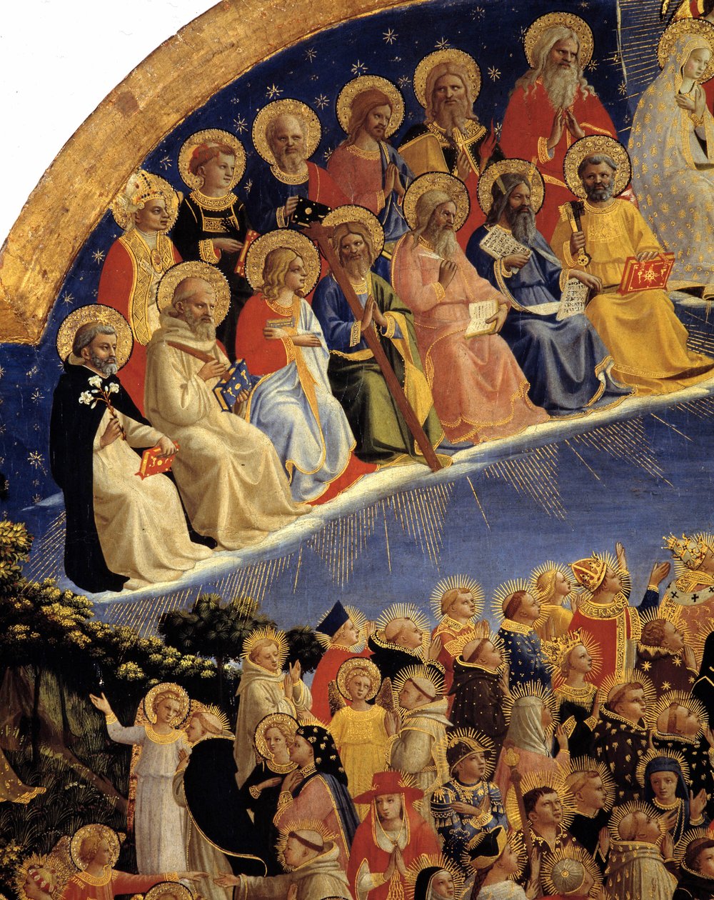 最后的审判：天堂圣徒的细节。 Guido di Pietro（或 Fra Giovanni da Fiesole）的画作，名为 Fra Angelico ou il Beato（1400-1455） 作者 弗拉·安杰利科