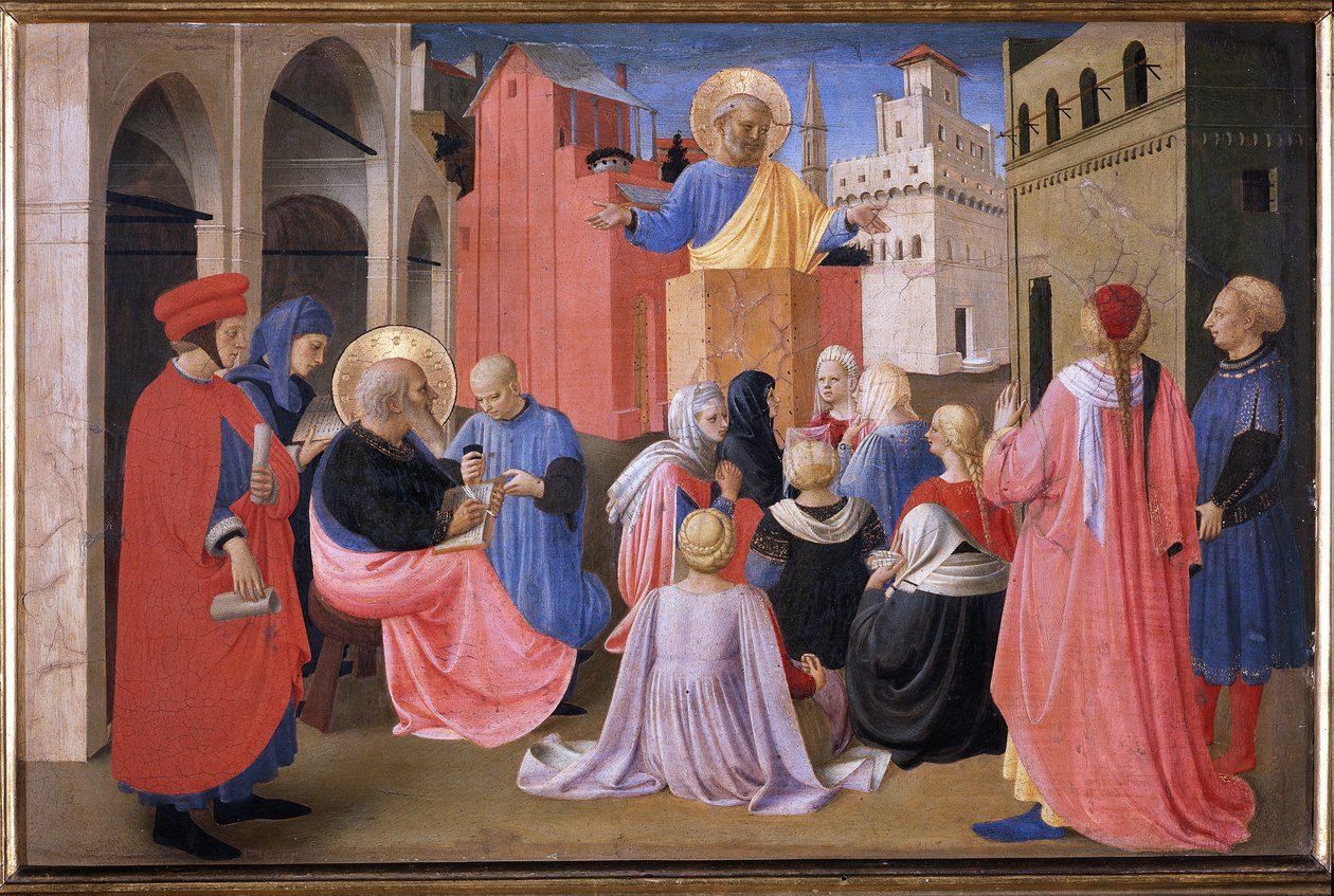 The preaching of St Peter in the presence of saint Mark. Tabernacle of the Linaioli (Painting on wood 作者 弗拉·安杰利科