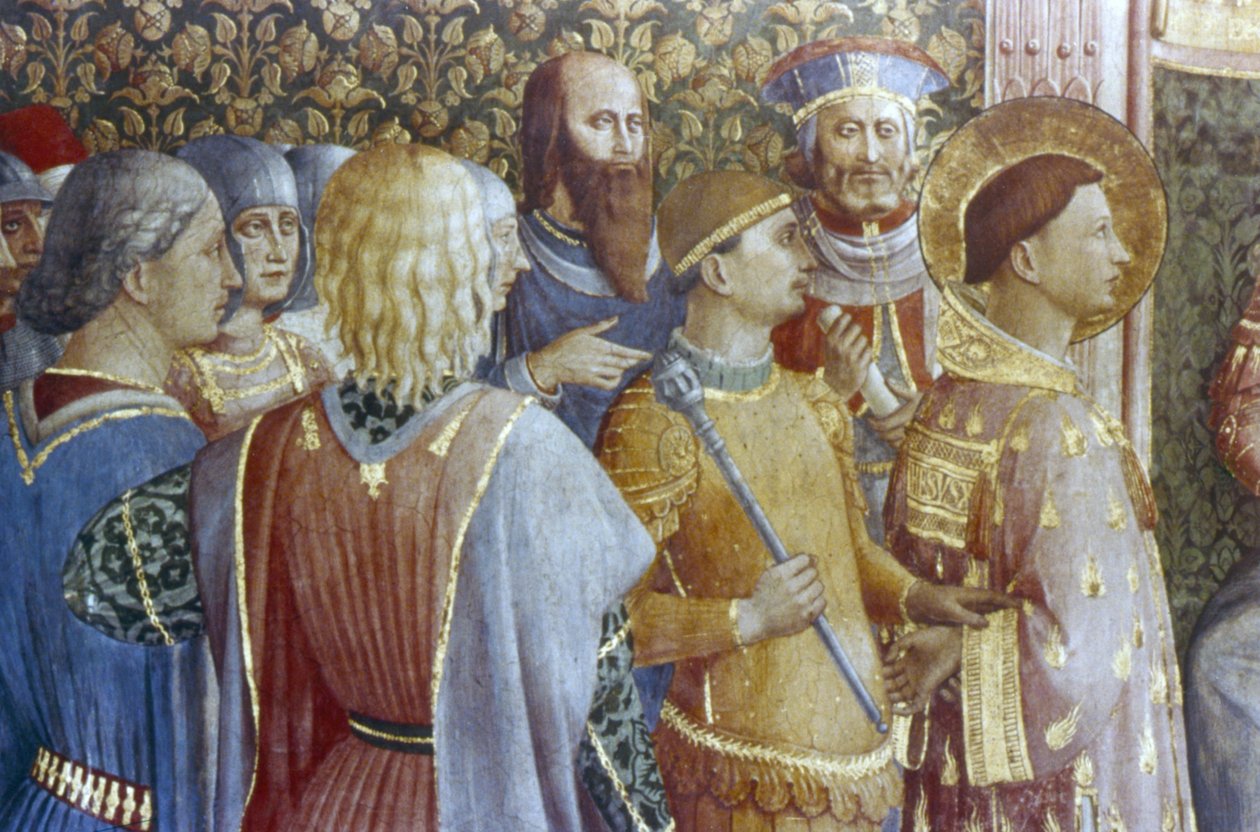 瓦勒里安皇帝对圣劳伦斯的谴责 作者 Fra（c.1400-55）Angelico