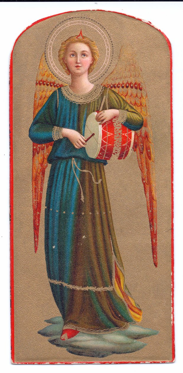 彩色平版印刷fra angelico天使演奏鼓，c。 1910 作者 弗拉·安杰利科