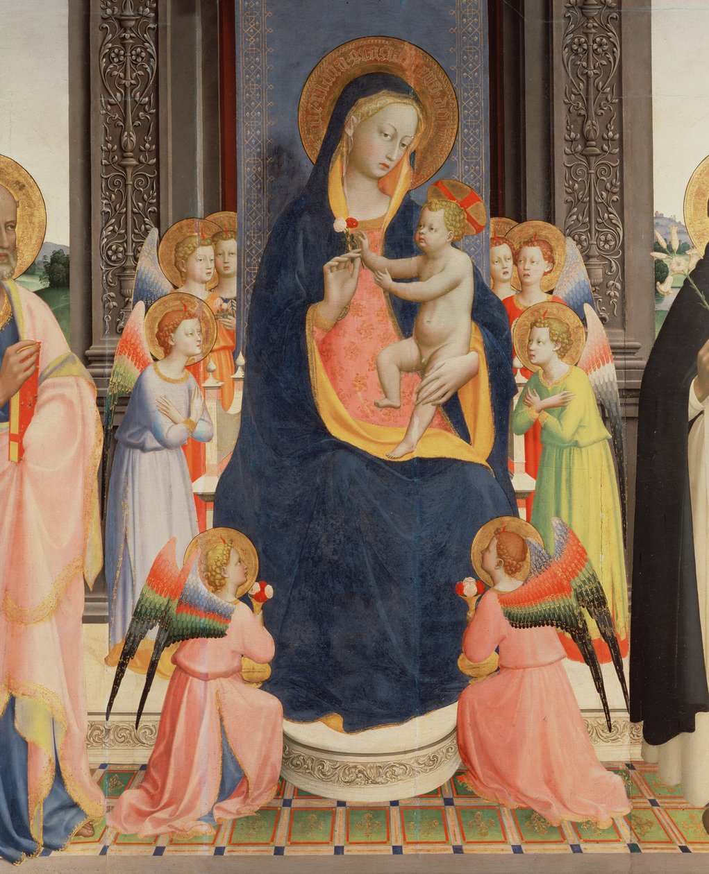 详细信息来自Politico Di San Domenico，展示了处女与八个天使的角色，c.1422（面板上的蛋彩画）（另见43912,238446） 作者 弗拉·安杰利科