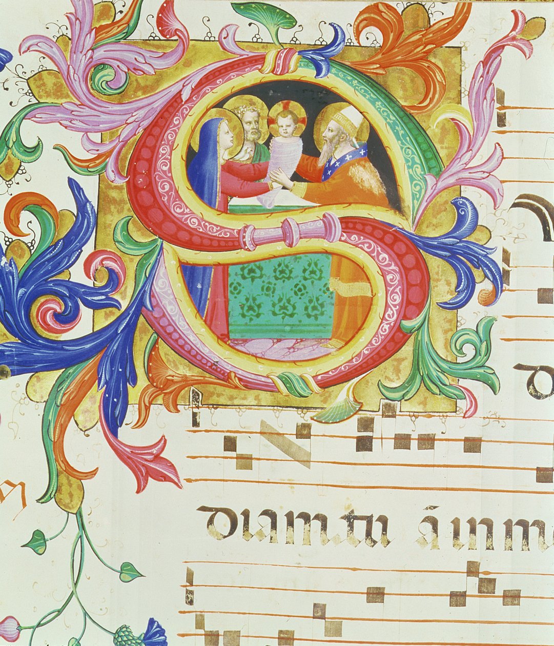 Missal 558 f.73v历史上的初始&39;S&39;描绘了圣殿中的呈现（详见88931） 作者 弗拉·安杰利科