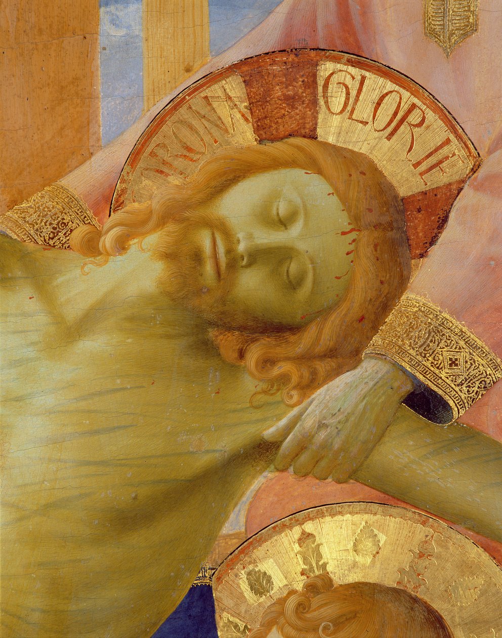 Santa Trinita Altarpiece，死去的基督的头的细节，c.1434蛋彩画＆金在盘区 作者 弗拉·安杰利科
