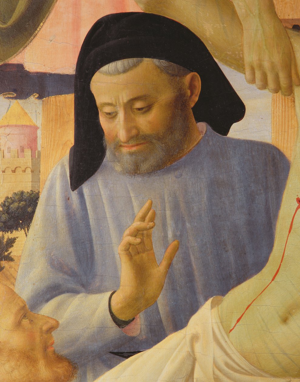 Santa Trinita，Arimathaea约瑟夫细节，c.1434蛋彩画＆金子在盘区 作者 弗拉·安杰利科