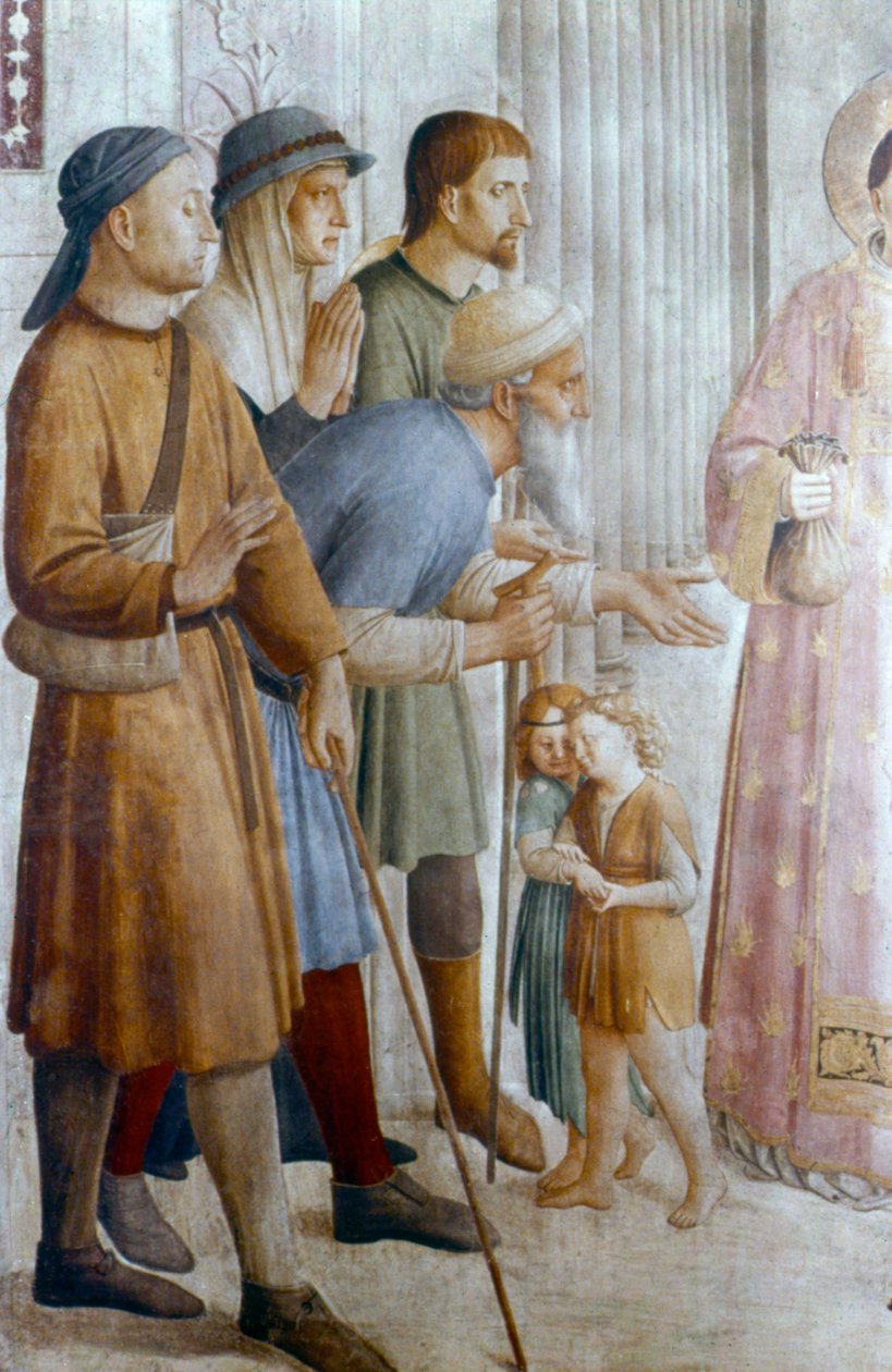 15世纪中叶，圣劳伦斯（St Laurence）为穷人提供救济 作者 弗拉·安杰利科