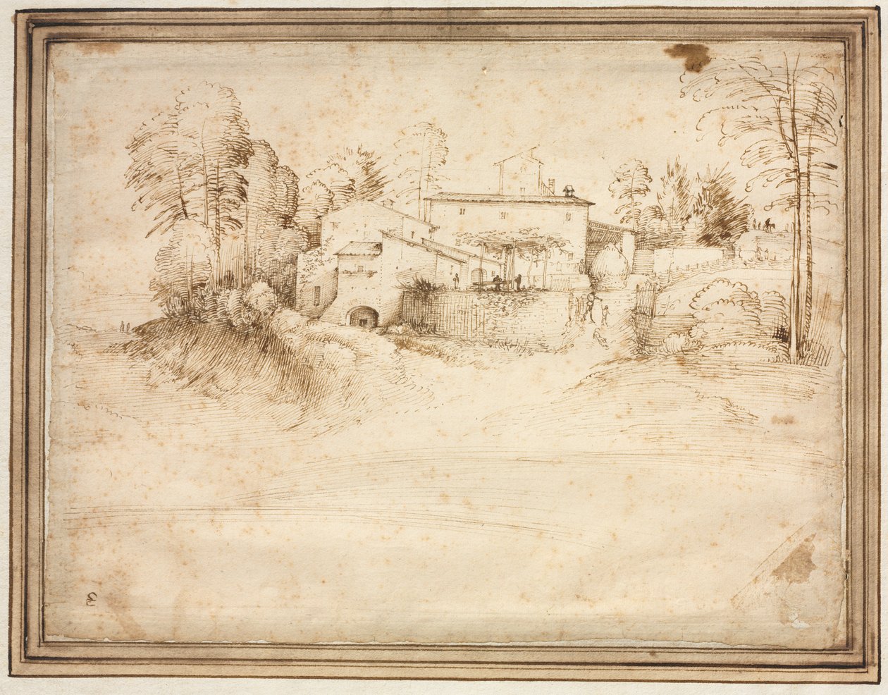 在山坡上的农舍，c。 1508。 作者 巴托洛梅奥修士