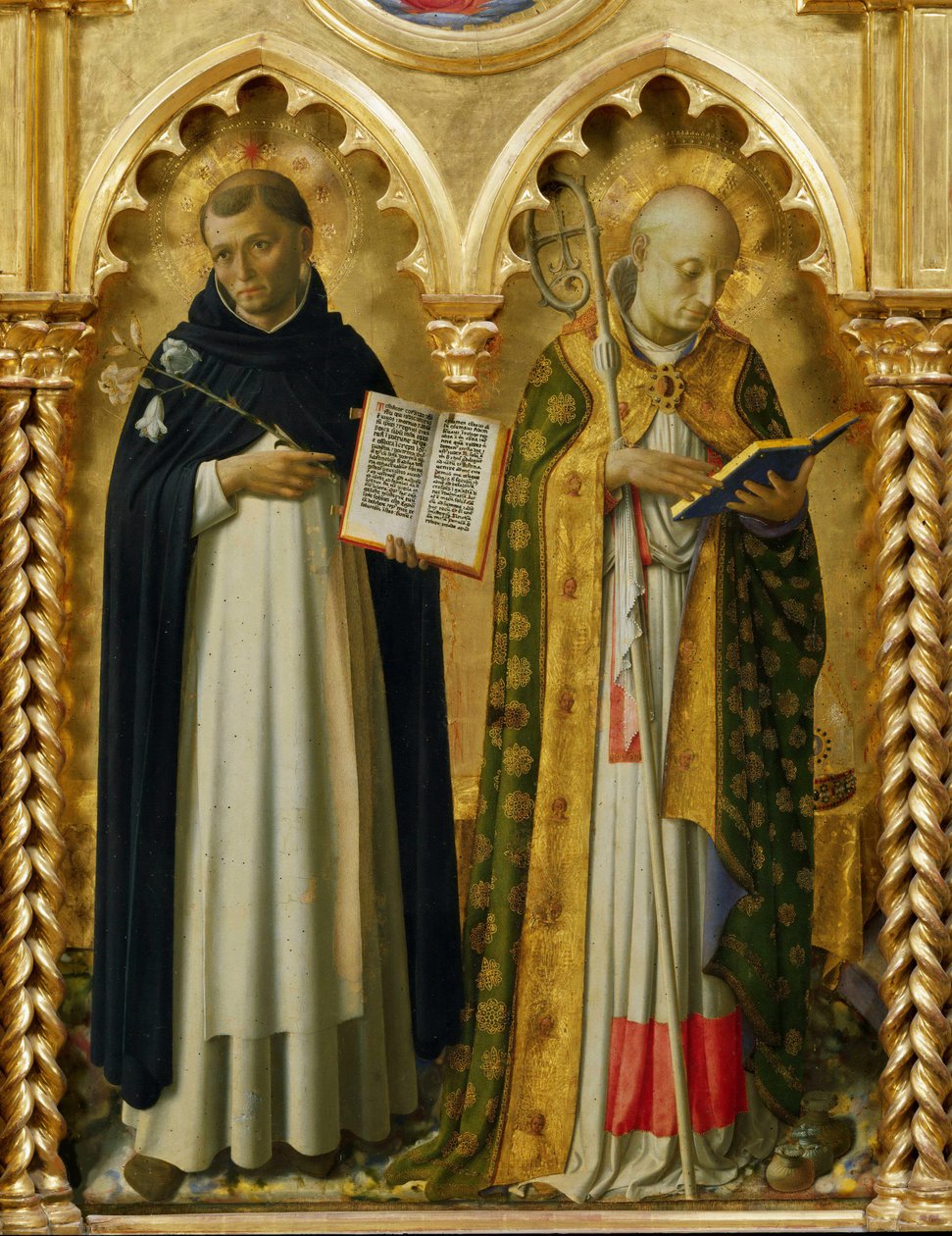 圣人多米尼克和巴里的尼古拉 来自佩鲁贾祭坛画，约1437年。 作者 Fra Giovanni Angelico da Fiesole