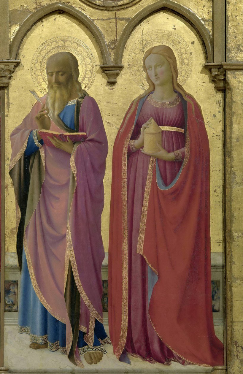 圣人马太和抹大拉的玛丽。科尔托纳多联画，约1437年。 作者 Fra Giovanni Angelico da Fiesole