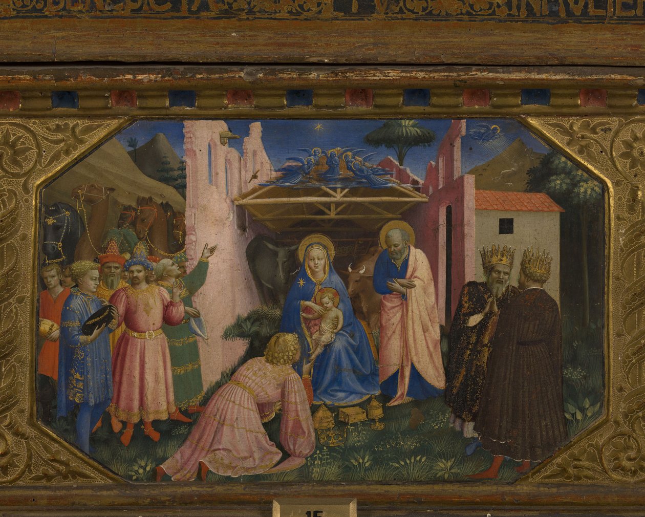 贤士的崇拜报喜台重整版，包含5个Predella场景，1430-1432年 作者 Fra Giovanni Angelico da Fiesole