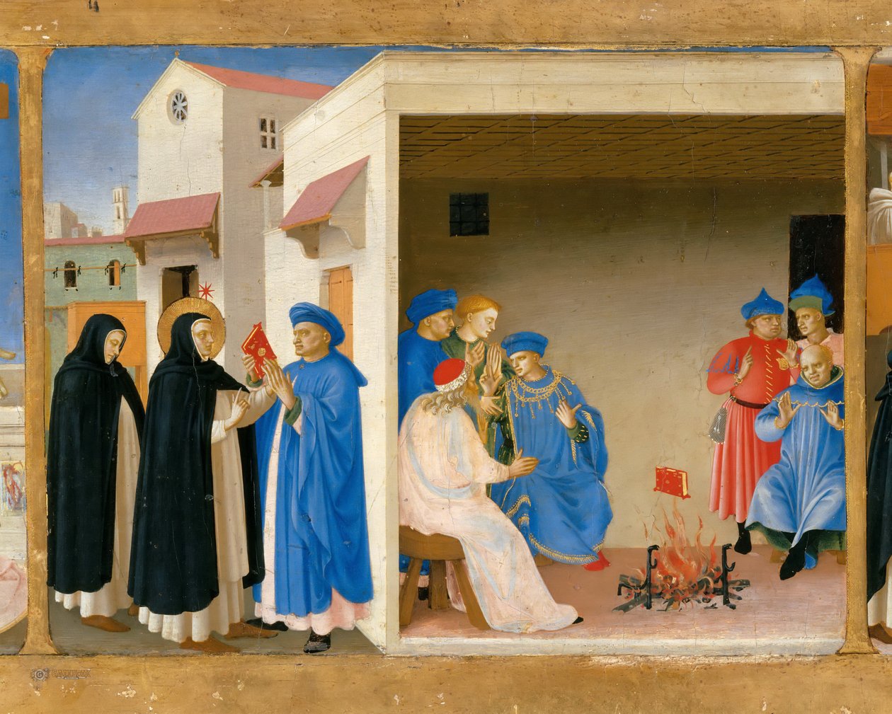 圣多米尼克的争执和翻唱台的“铁血战士”的奇迹。 作者 Fra Giovanni Angelico da Fiesole