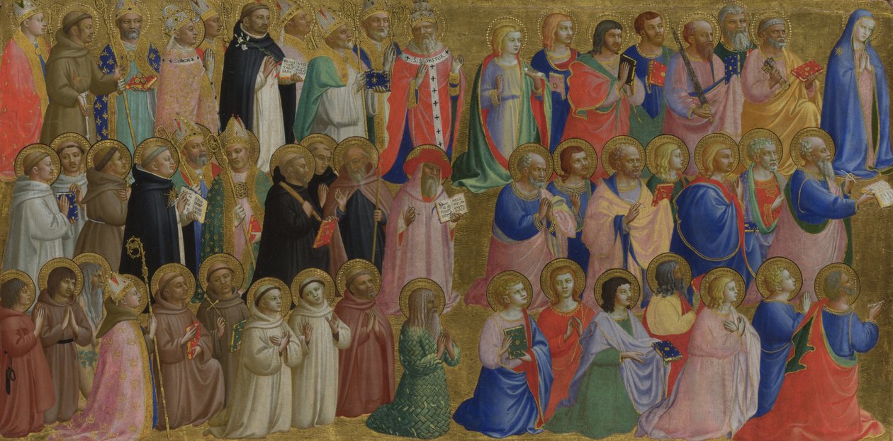 Fiesole San Domenico祭坛的圣母与使徒和其他圣徒小组1423-1424 作者 Fra Giovanni Angelico da Fiesole