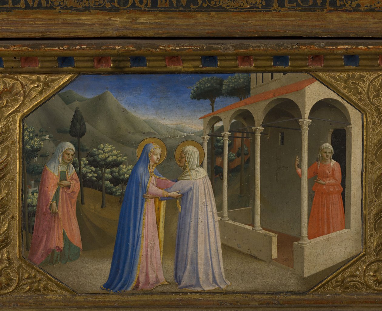 The Visitation The Annunciation retable with 5 Predella scenes，1430-1432 作者 Fra Giovanni Angelico da Fiesole