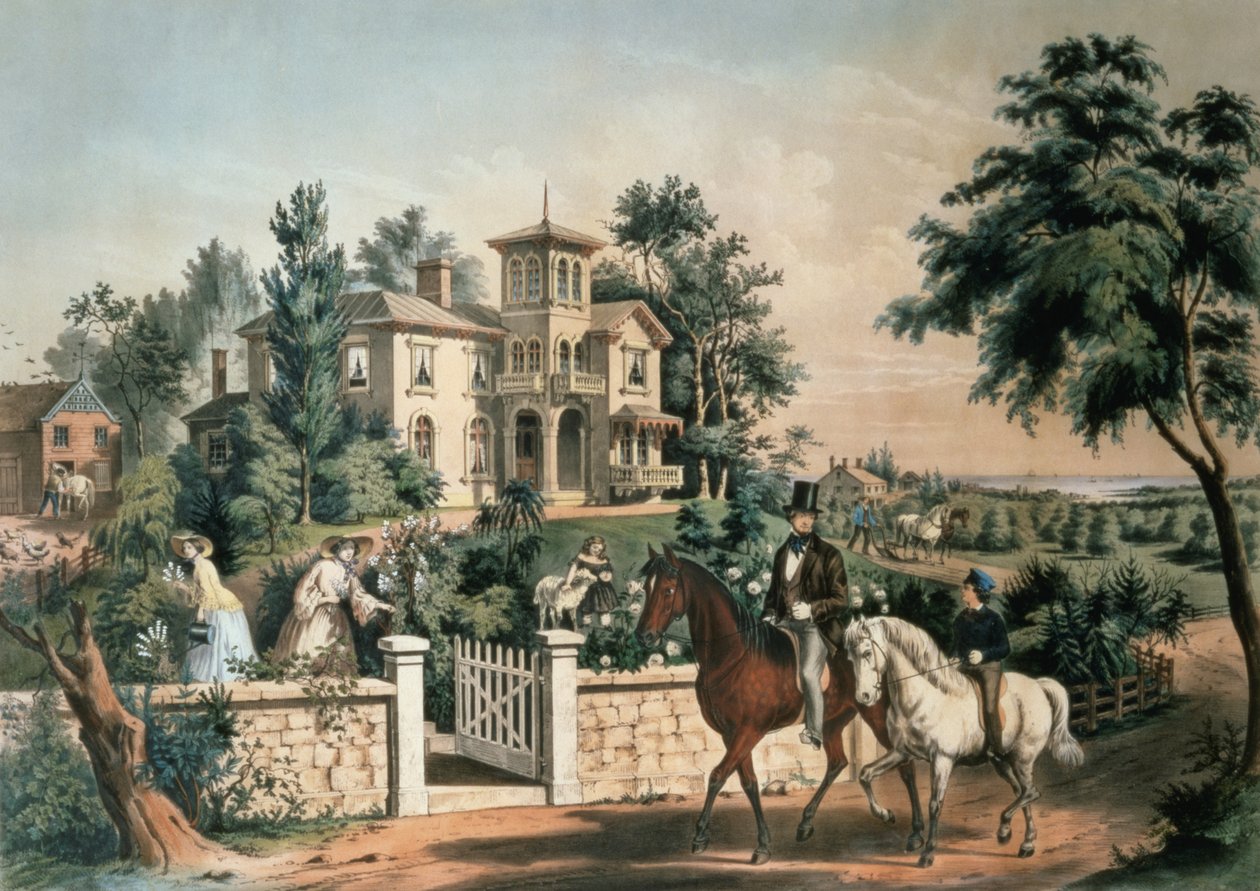 美国乡村生活，由Nathaniel Currier（1813-88）酒吧刻。作者：Currier和Ives，纽约，1855年 作者 弗朗西斯·弗洛拉·邦德·帕尔默