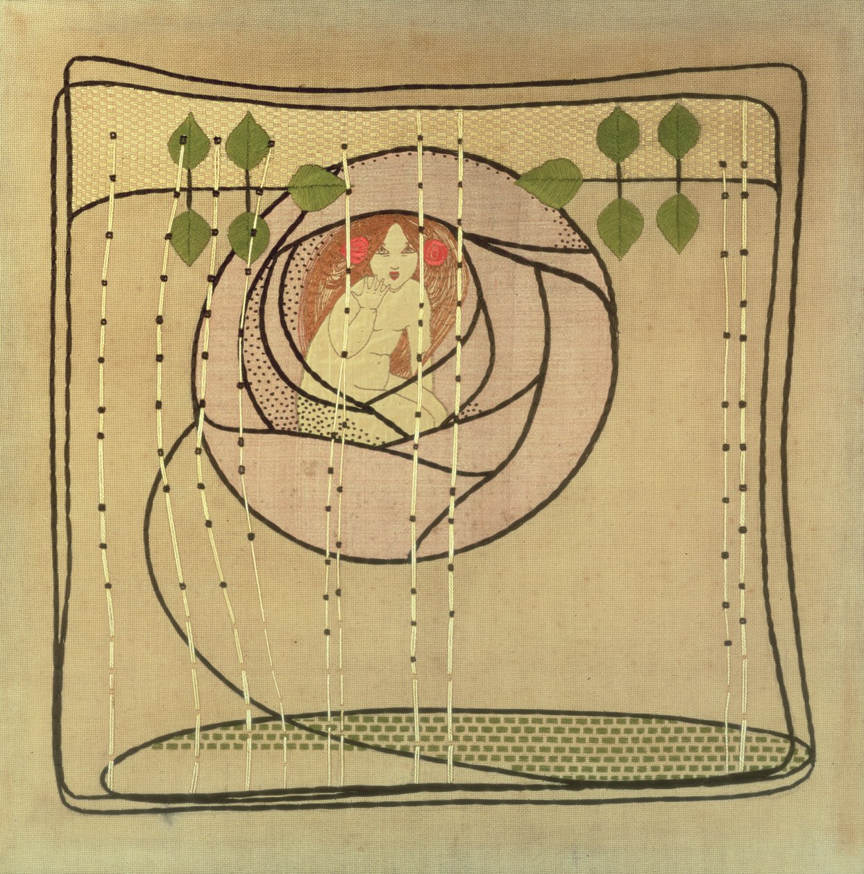 玫瑰之魂，c.1900（刺绣） 作者 弗朗西斯·麦克奈尔