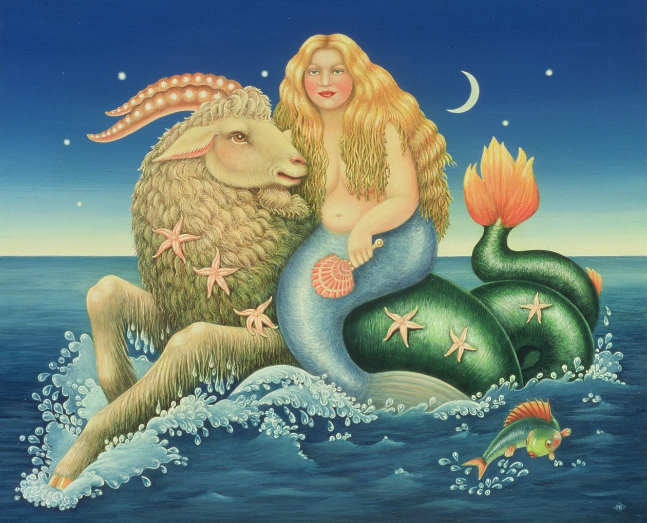 1992年摩羯座（面板上的油和蛋彩画） 作者 弗朗西斯·布鲁姆菲尔德
