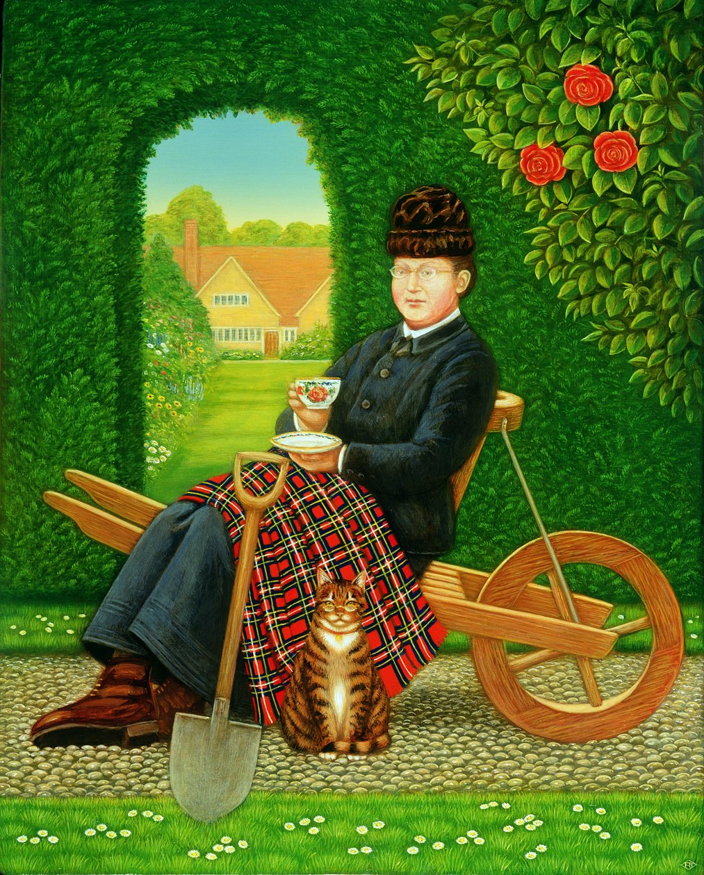 Gertrude Jekyll（1843-1932）黑桃皇后，1996年（面板上的油和蛋彩画） 作者 弗朗西斯·布鲁姆菲尔德