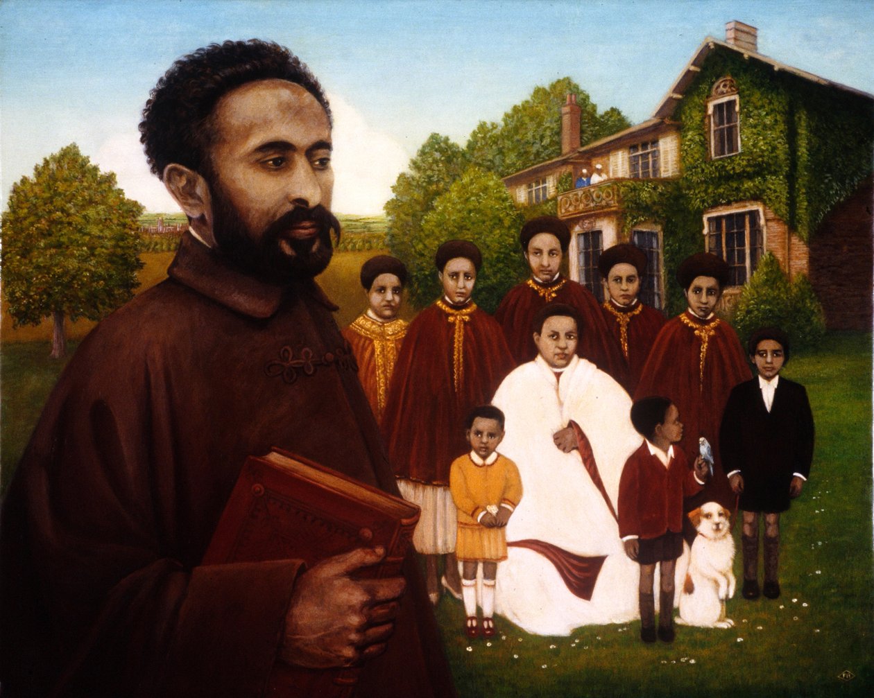 流亡者海尔·塞拉西（Haile Selassie），1987年（面板上的油和蛋彩画） 作者 弗朗西斯·布鲁姆菲尔德