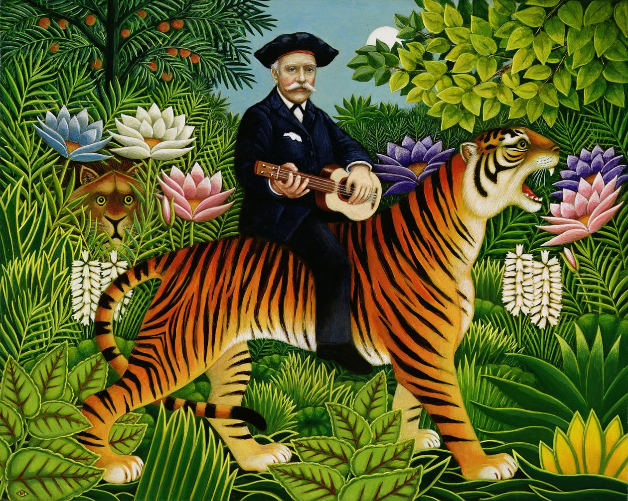 Henri Rousseaus Dream，1997年（面板上的油和蛋彩画） 作者 弗朗西斯·布鲁姆菲尔德