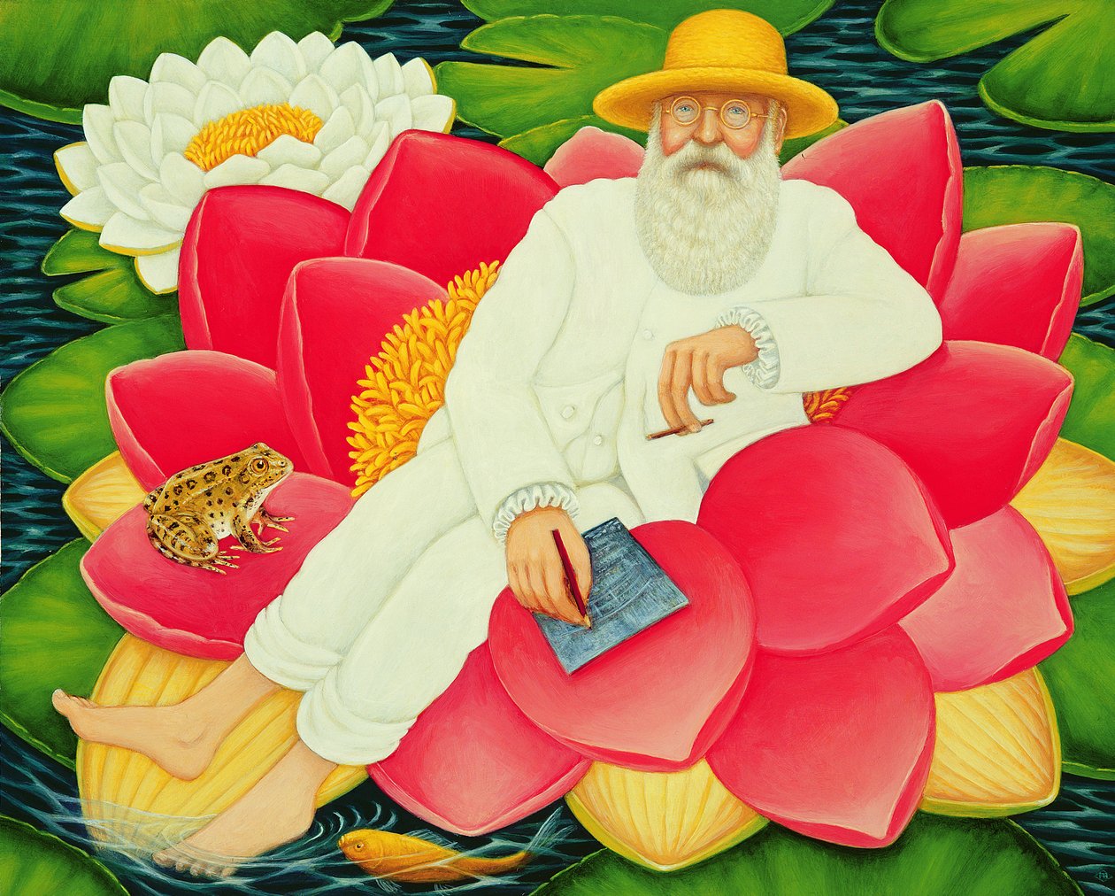 Monets Waterlilies，1996年（面板上的油和蛋彩画） 作者 弗朗西斯·布鲁姆菲尔德