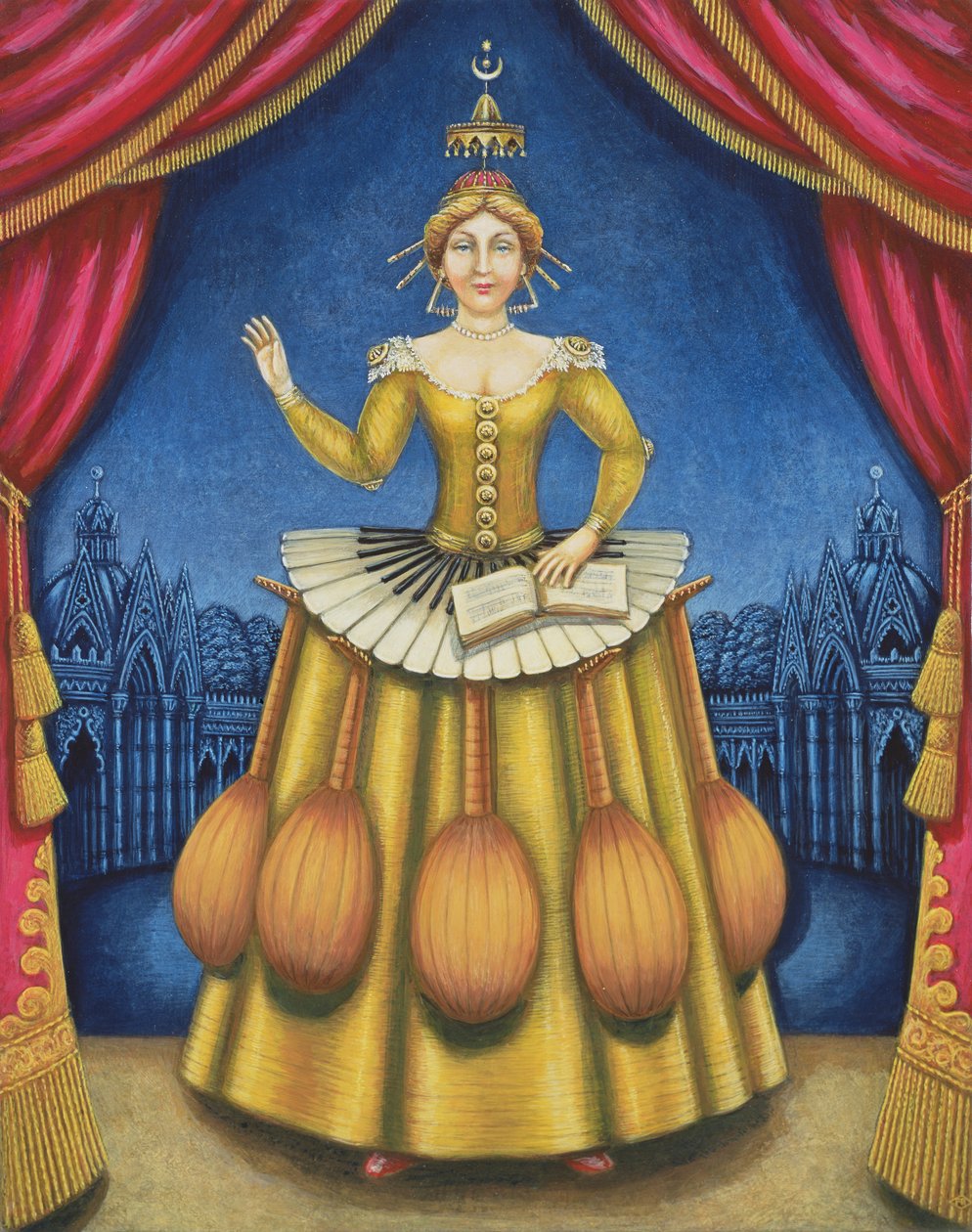 音乐家的妻子，2002年（面板上的油和蛋彩画） 作者 弗朗西斯·布鲁姆菲尔德