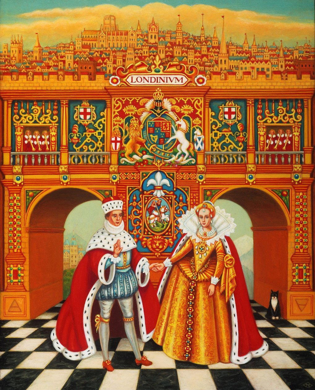 2010年冬季国王和王后（面板上的油和蛋彩画） 作者 弗朗西斯·布鲁姆菲尔德