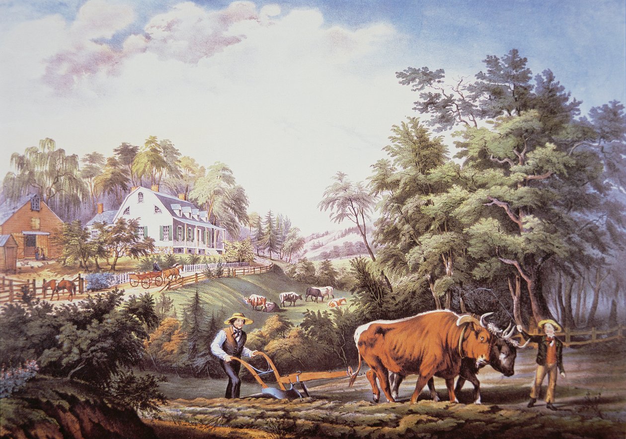 美国农场场景 作者 弗朗西斯·弗洛拉·邦德（Frances Flora Bond）（c.1812-76）帕尔默（Palmer）