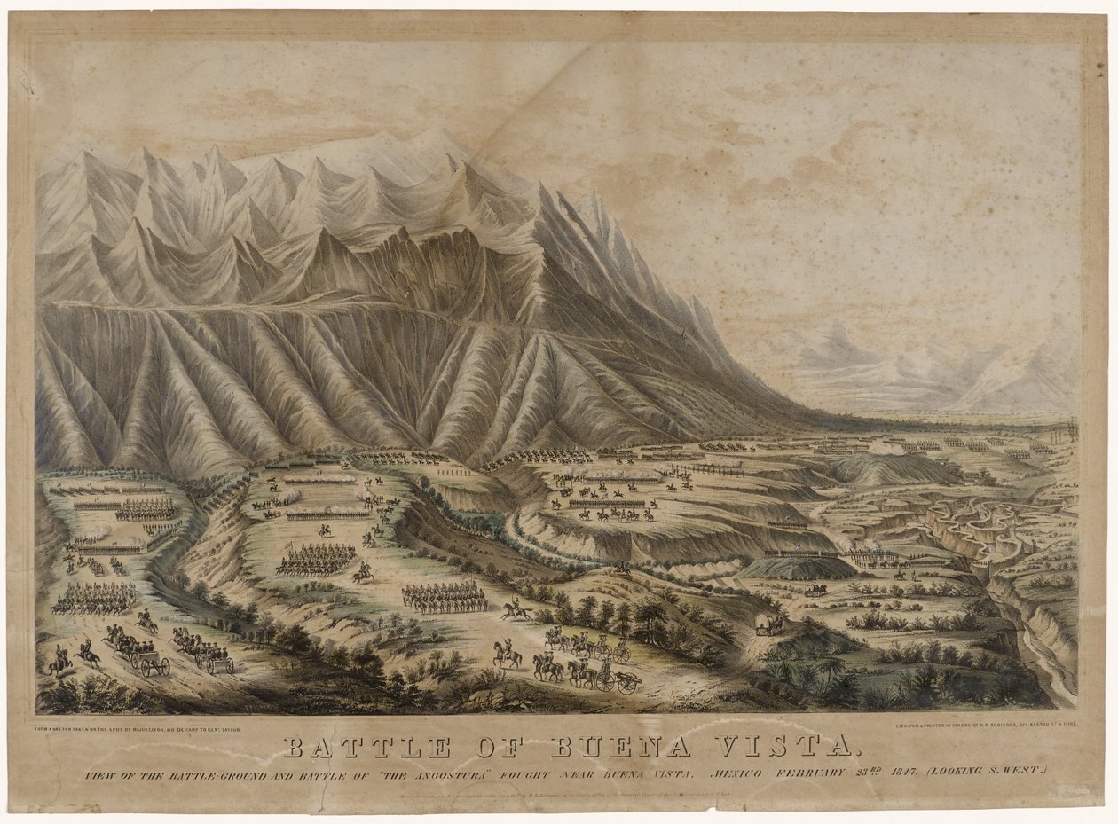 1847年布埃纳维斯塔战役（编织纸上的彩色石版画） 作者 弗朗西斯·弗洛拉·邦德·帕尔默