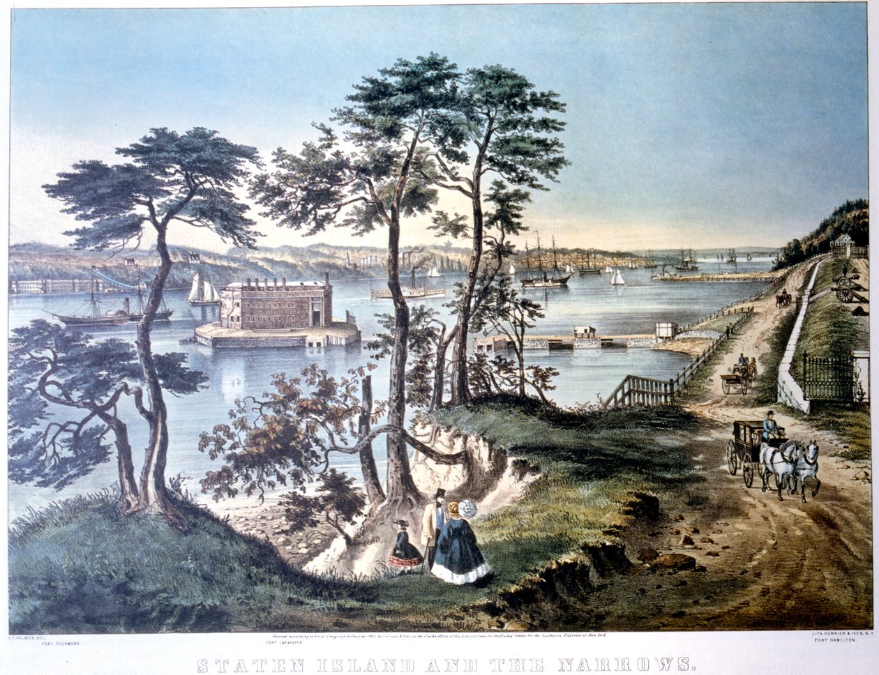 史坦顿岛与海峡，美国纽约，c1834-c1876 作者 弗朗西斯·弗洛拉·邦德·帕尔默