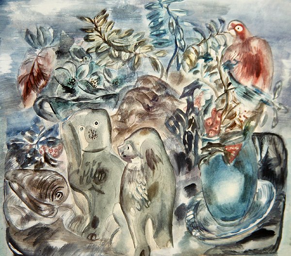 安排》，约 1935 年（纸上铅笔水彩画） 作者 弗朗西斯·霍奇金斯