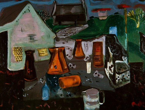 奶牛场，c.1930（布面油画） 作者 弗朗西斯·霍奇金斯