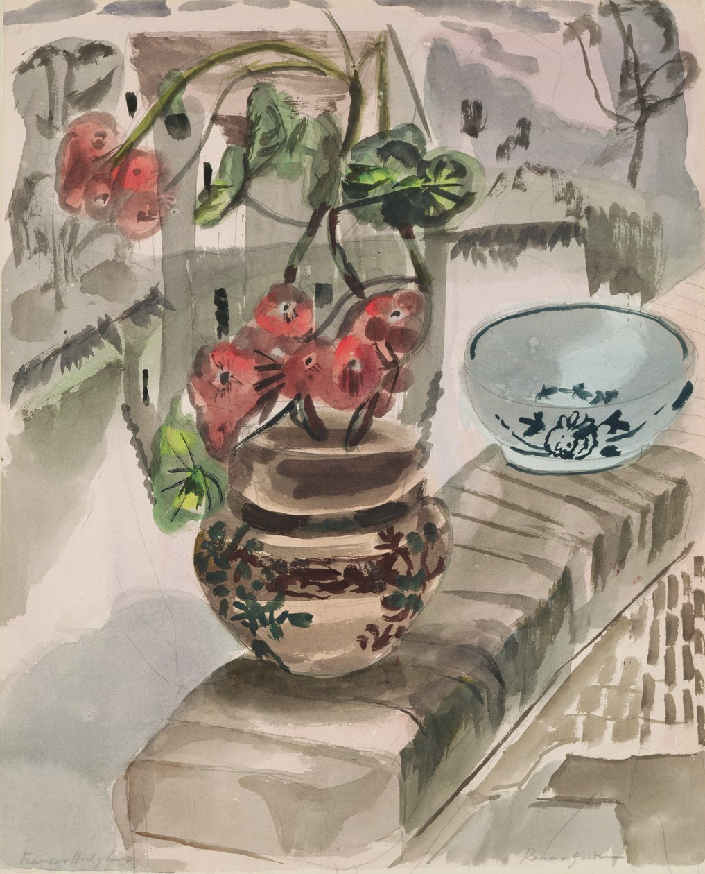 河畔花园（纸上水彩画） 作者 弗朗西斯·霍奇金斯
