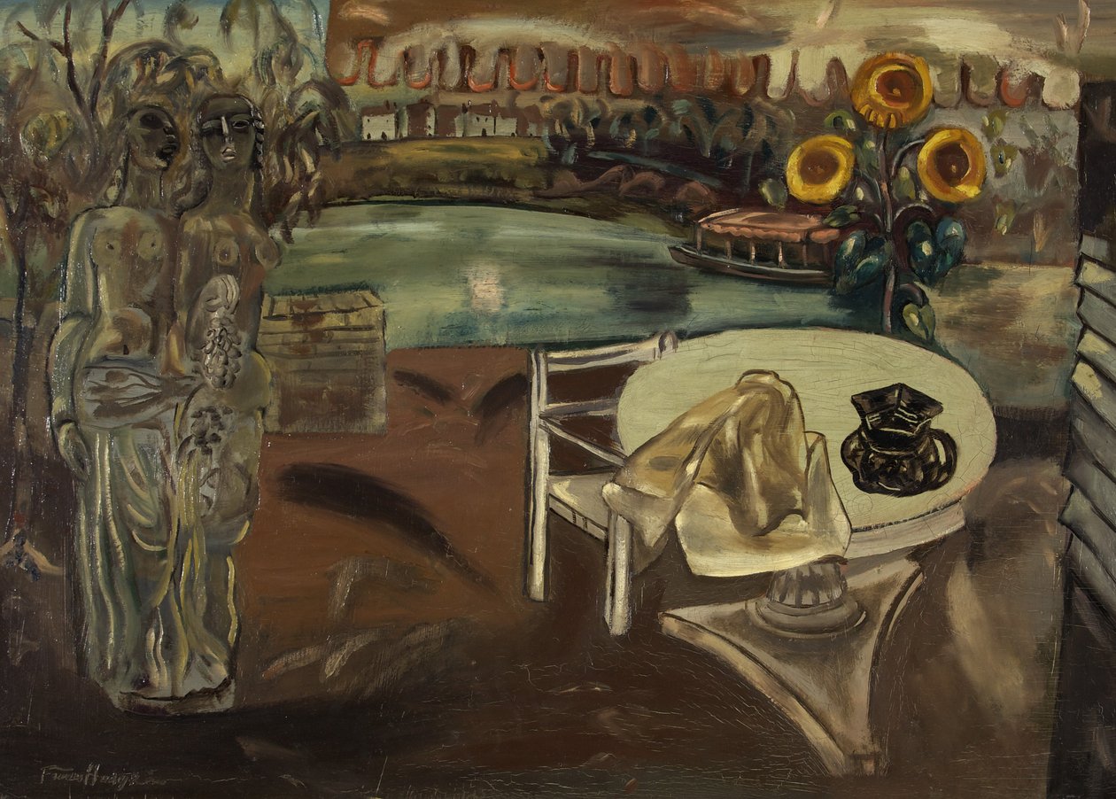 萨布丽娜的花园，约 1934 年（布面油画） 作者 弗朗西斯·霍奇金斯