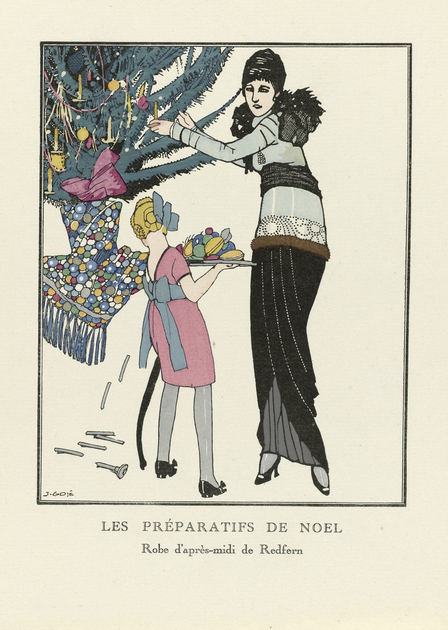 圣诞节，酒吧的准备。 1914年（模板印刷） 作者 弗朗西斯科·泽维尔·戈塞