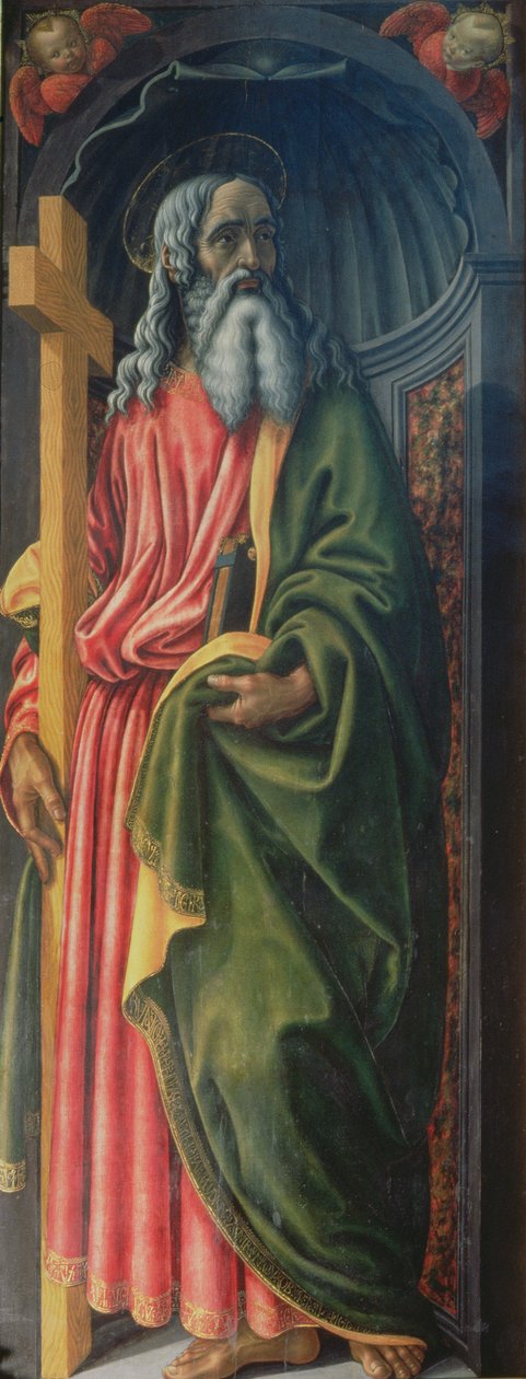 圣安德鲁，圣礼会幕的侧面板，c.1484-86（面板上的蛋彩画）（详情来自94757） 作者 弗朗切斯科·波蒂奇尼（Francesco Botticini）