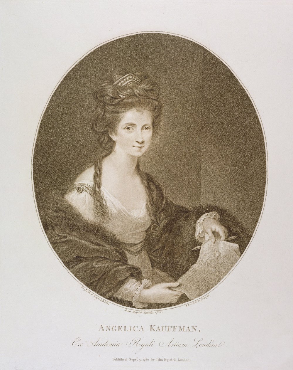 Angelica Kauffman，1780年雷诺兹之后（点画雕刻） 作者 弗朗切斯科·巴托洛齐（Francesco Bartolozzi）