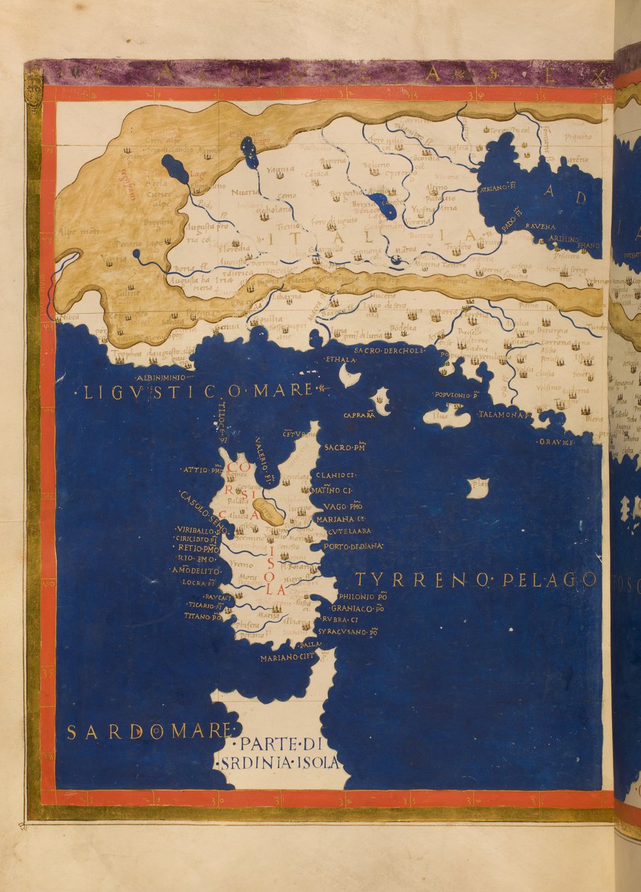意大利地图，基于Ptolemys Geographia，1480（另见3496135） 作者 弗朗切斯科·柏林吉里（Francesco Berlinghieri）